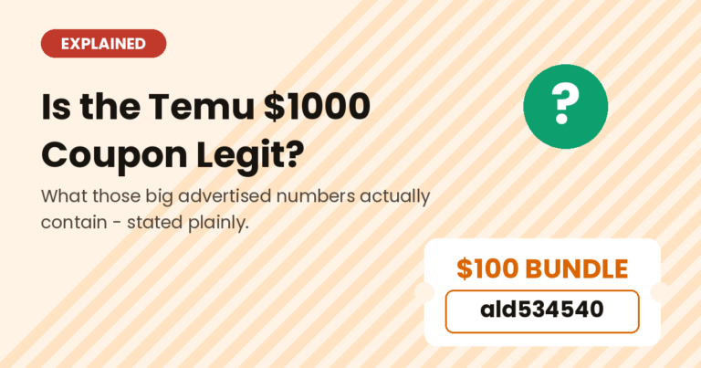 Is the Temu $1000 or $1500 coupon legit — what the offer actually contains