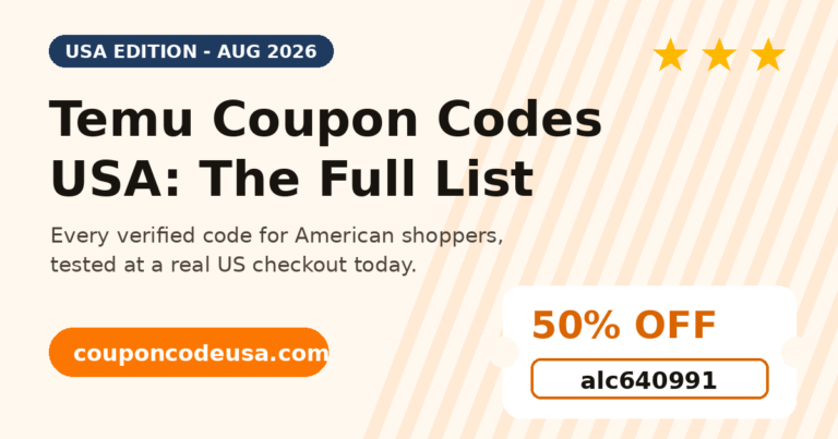 Complete list of verified Temu coupon codes for USA shoppers in August 2026