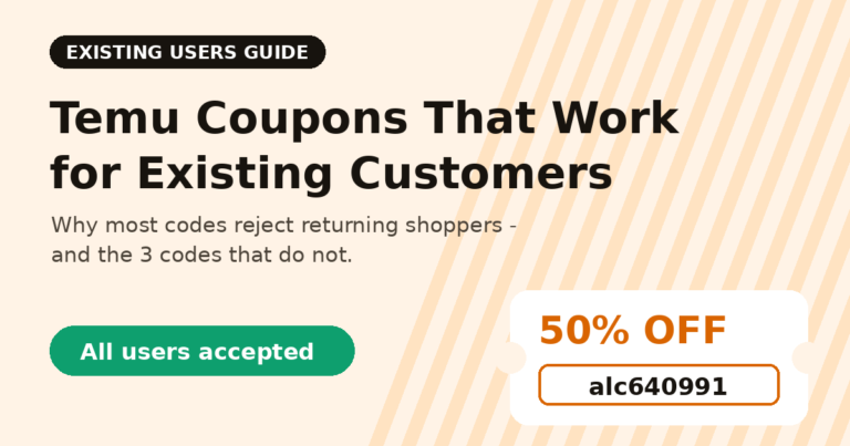 Temu coupon codes that work for existing customers and returning users